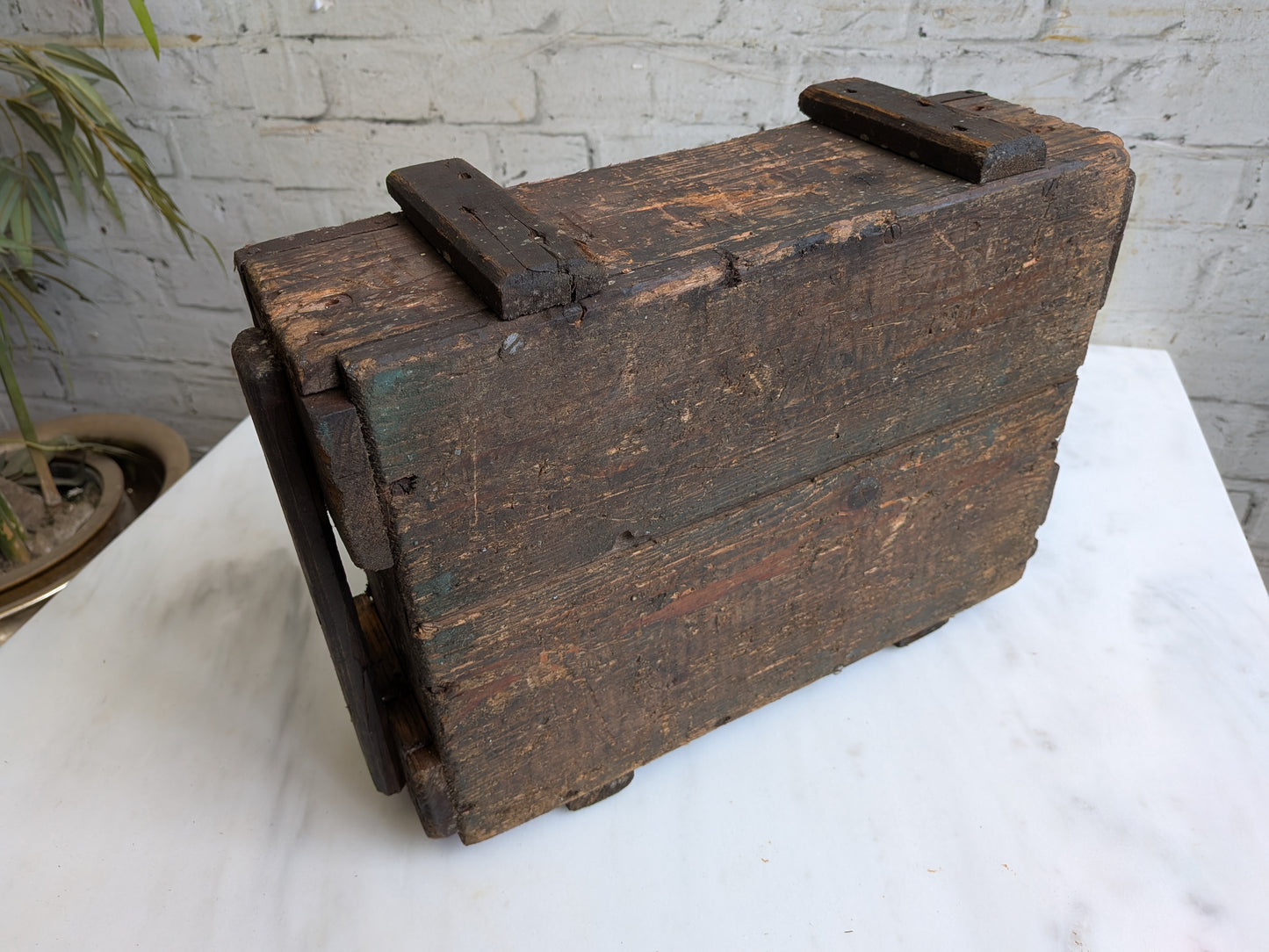 Small Vintage 40s 50s Pine Military Industrial Ammunition Storage Case Crate Box