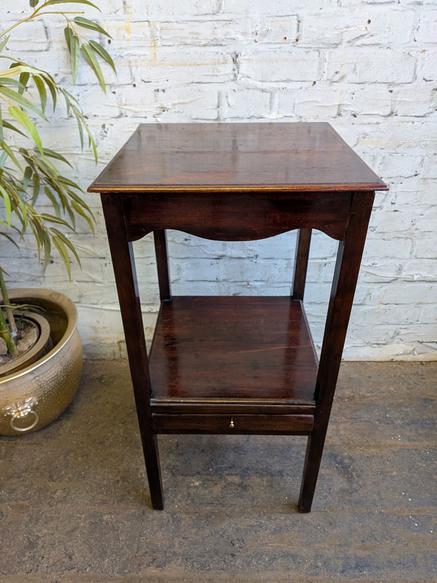 Antique Georgian Mahogany Gents Washstand Bedside Side Plant Table With Drawer