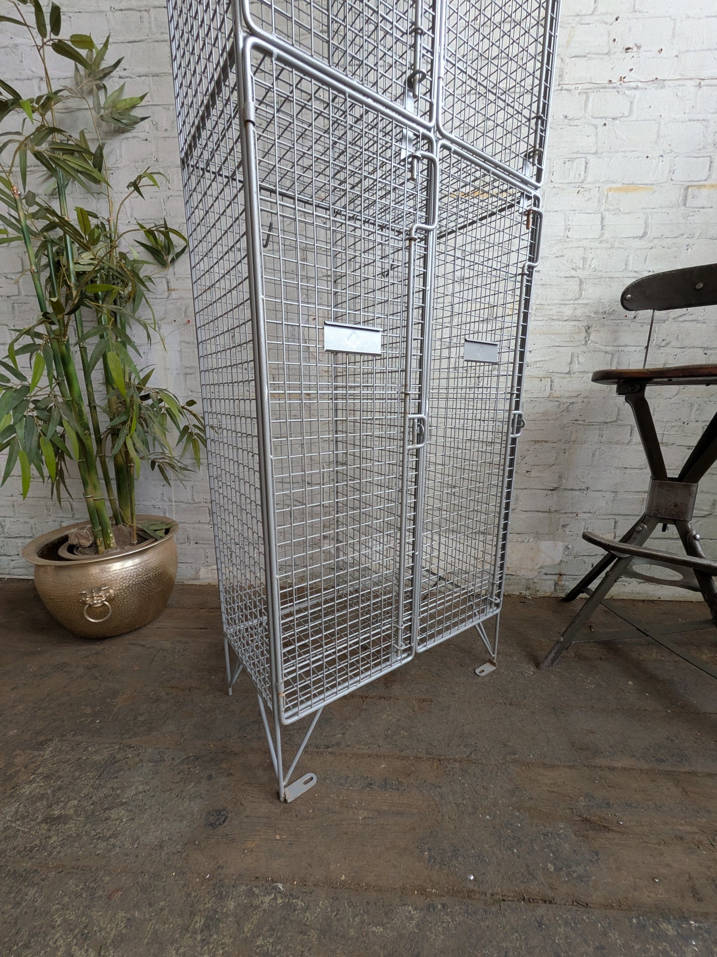 Industrial Retro Mid Century Modern Style Metal Steel Wire Coat Storage Locker