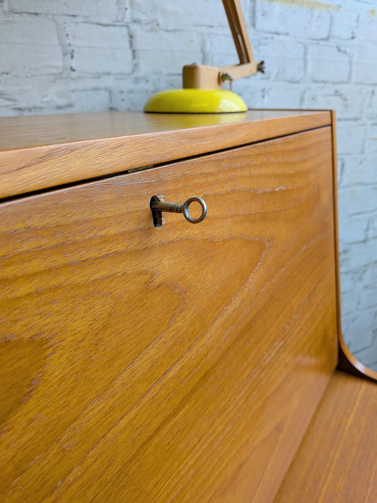 Vintage Retro 1960s 70s Mid Century Modern Teak 3 Drawer Writing Desk Bureau