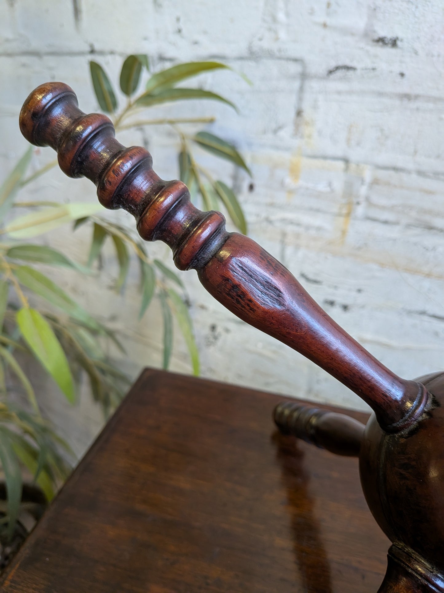 Antique Georgian Treen Turned Mahogany Table Top Plate or Bowl Cat Stand