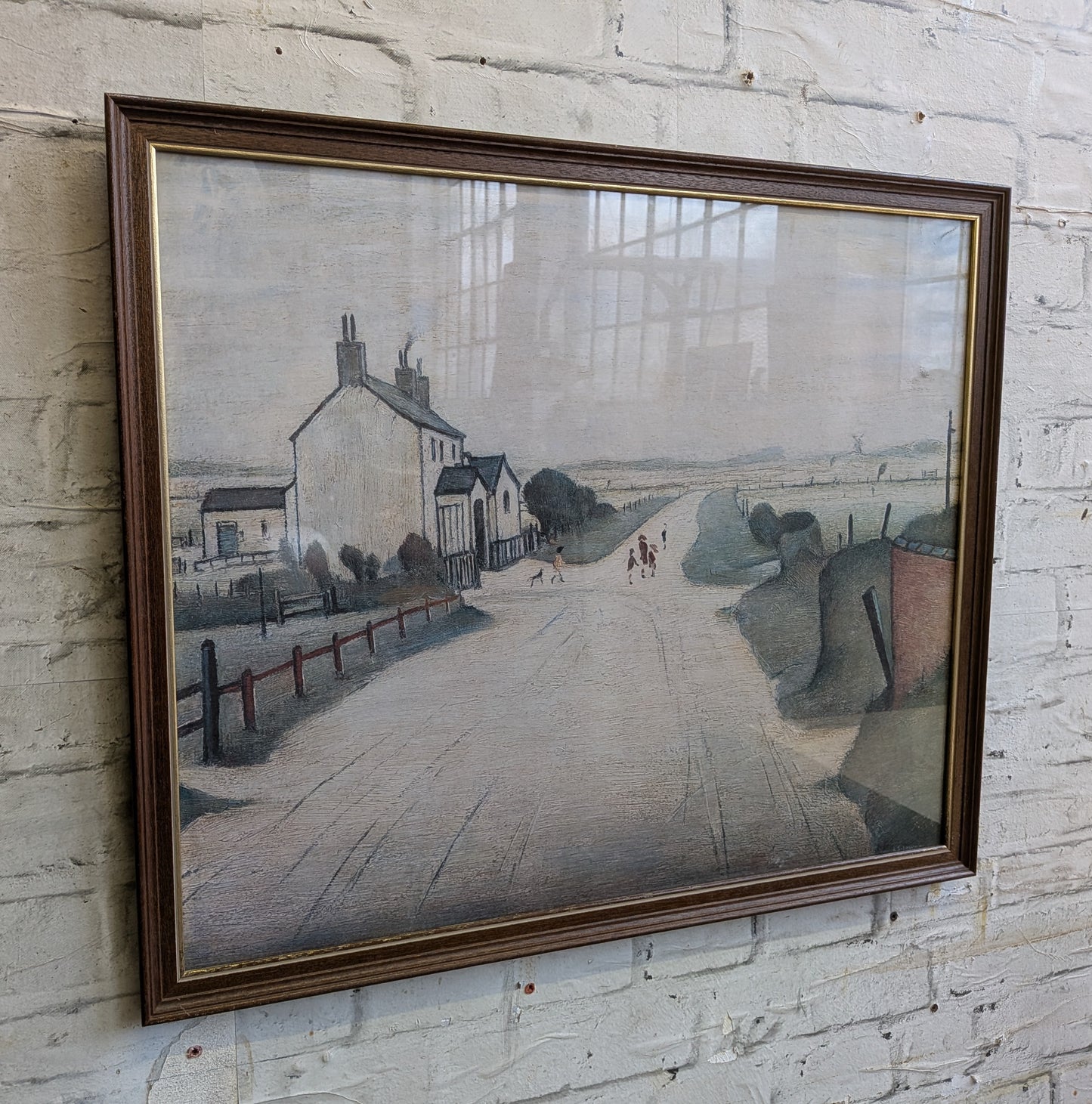 Rare Vintage 70s 80s Framed Print of L.S. Lowry A Country Road (1952)