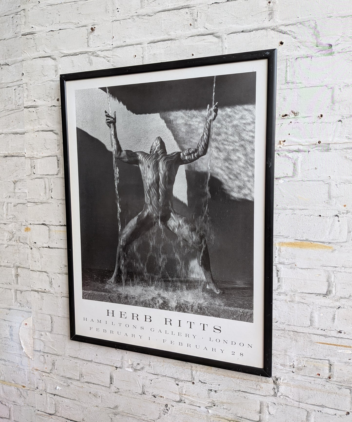 Vintage Framed 1989 Herb Ritts Waterfall II Abstract Nude Photographic Poster