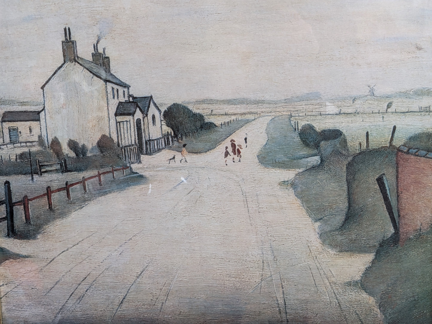 Rare Vintage 70s 80s Framed Print of L.S. Lowry A Country Road (1952)