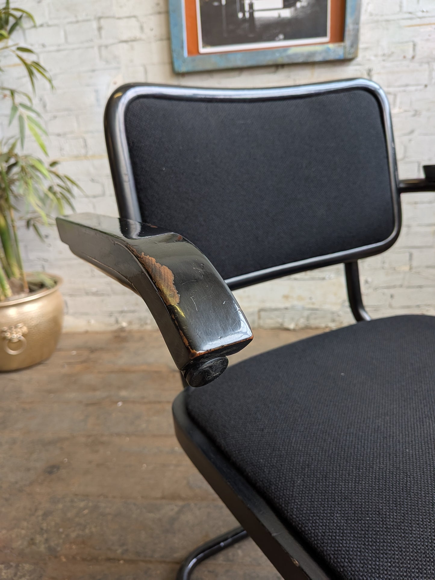 Vintage 70s 80s Marcel Breuer Design Black Cesce Armchair Cantilever Desk Chair