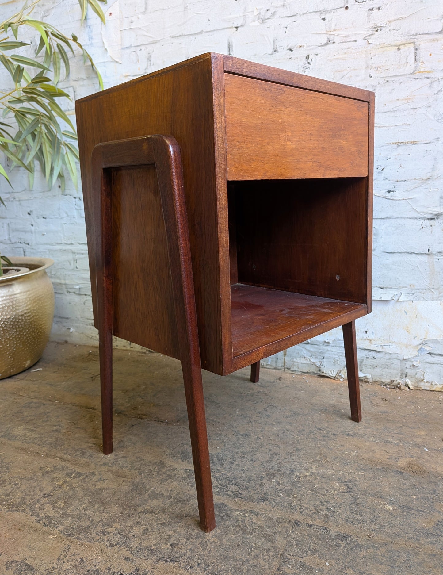 Vintage 1950s 60s Retro Mid Century Modern Side Table Bedside Cabinet with Single Drawer
