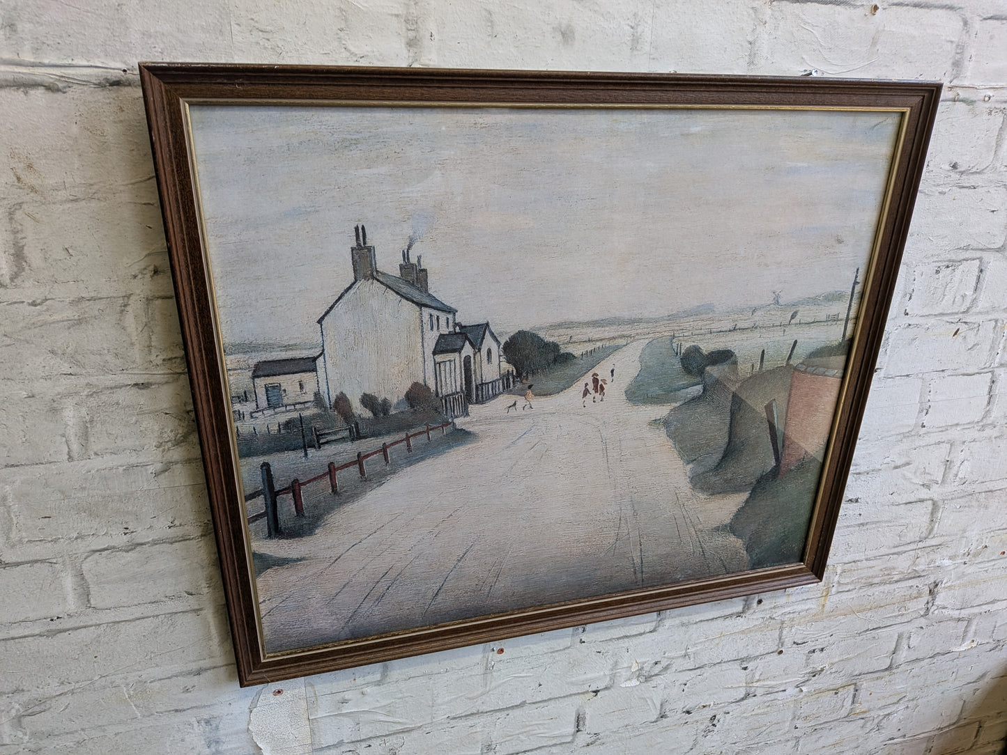 Rare Vintage 70s 80s Framed Print of L.S. Lowry A Country Road (1952)
