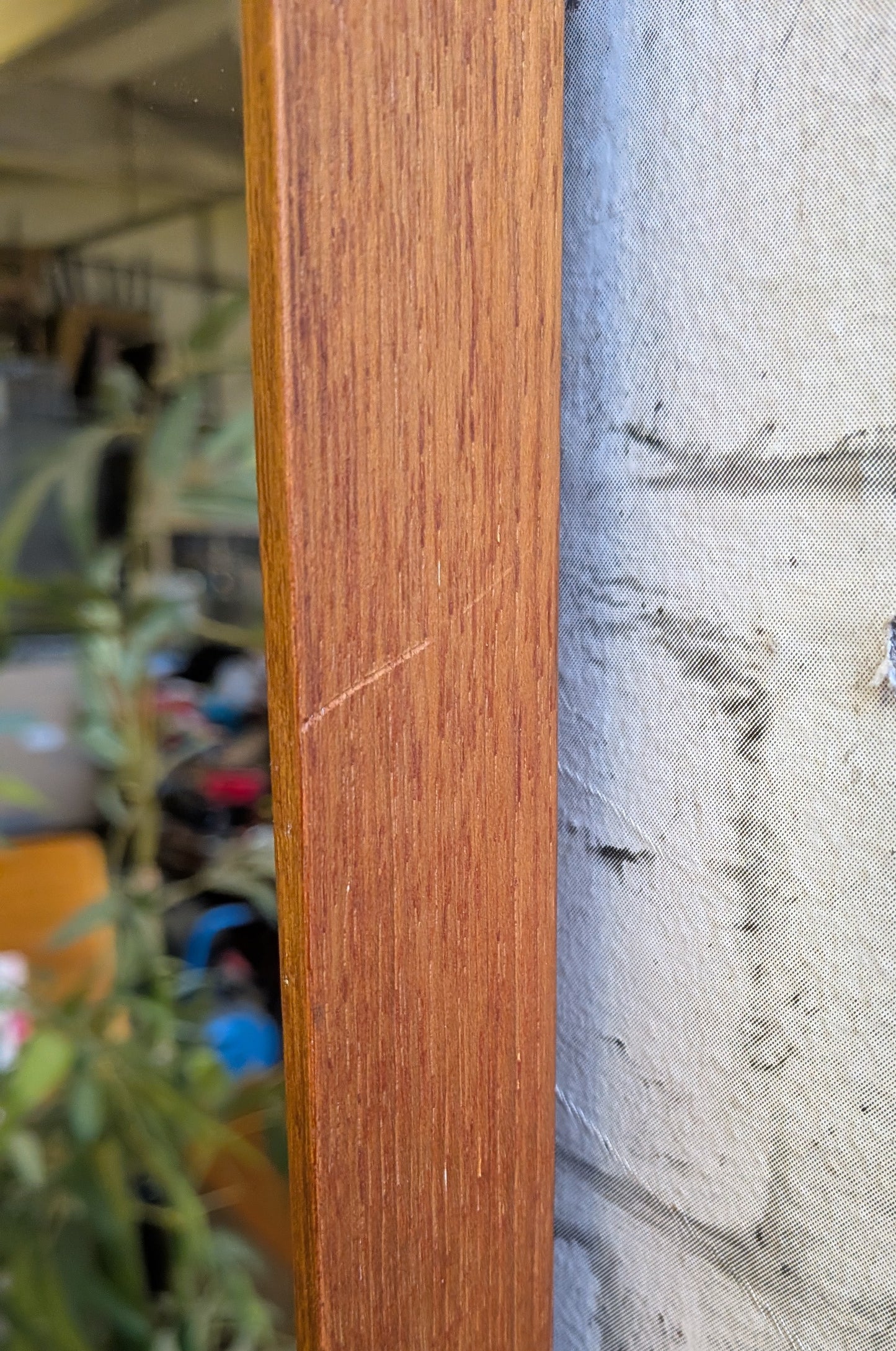 Large Vintage Mid Century Modern Danish Style Teak Wall Mirror
