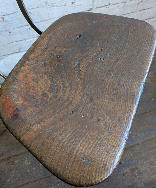 1 Vtg 30s 40s Art Deco Steel Evertaut Industrial Machinists Typists Swivel Chair