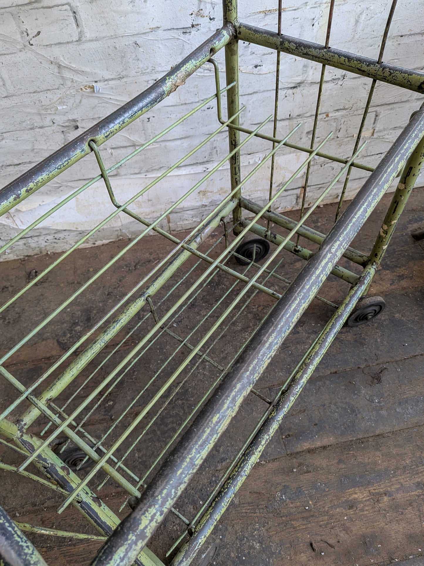 1 x Vintage 50s Mid Century Industrial Factory Steel Book Shelf Shelving Storage Trolley