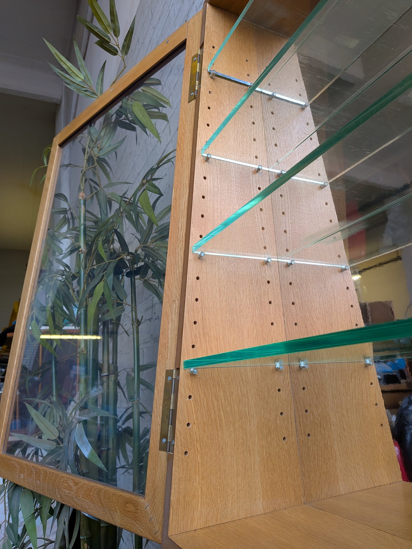 Vintage Retro Oak 4 Shelf Shop Haberdashery Table Top Display Shelving Unit.
