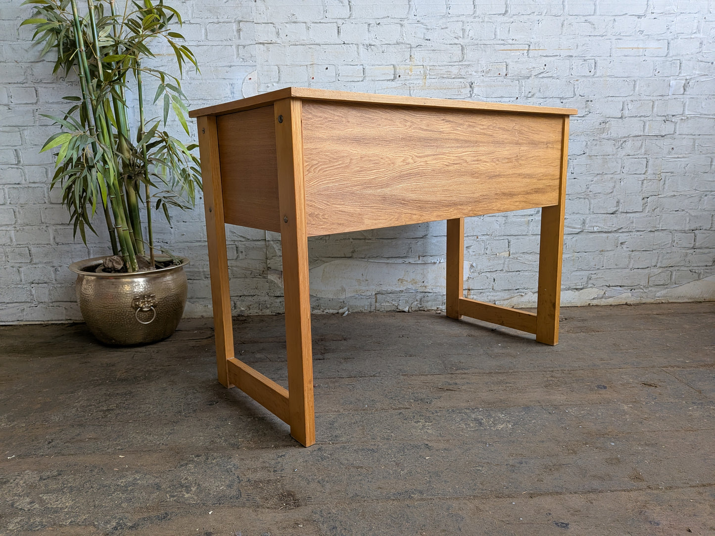 Vintage 70s Retro Mid Century Modern 2 Drawer Work Desk Dressing Vanity Table
