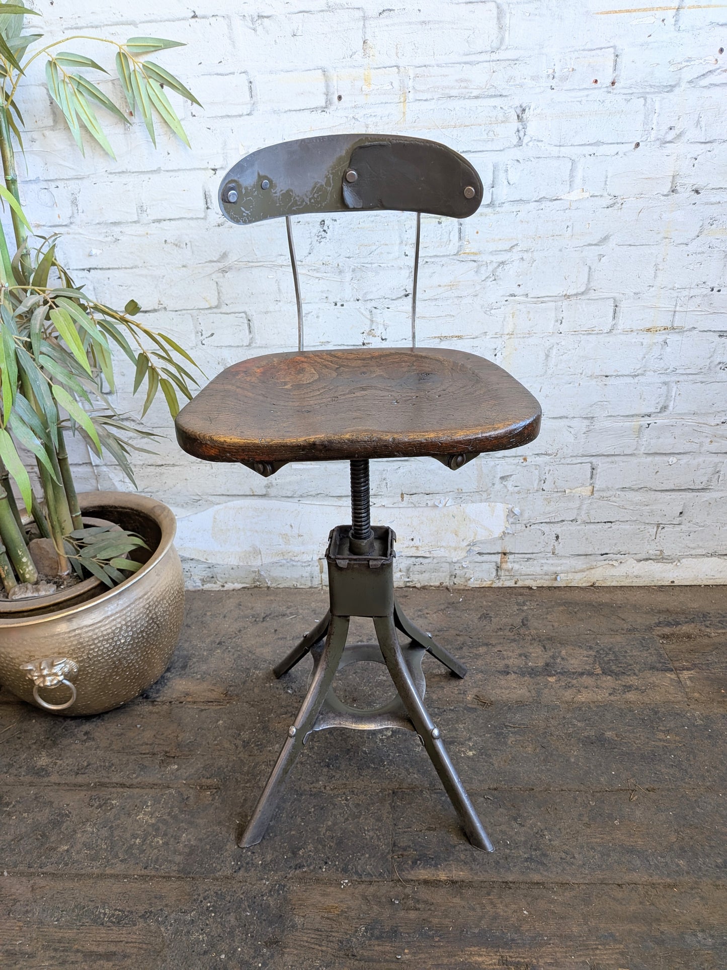 1 Vtg 30s 40s Art Deco Steel Evertaut Industrial Machinists Typists Swivel Chair