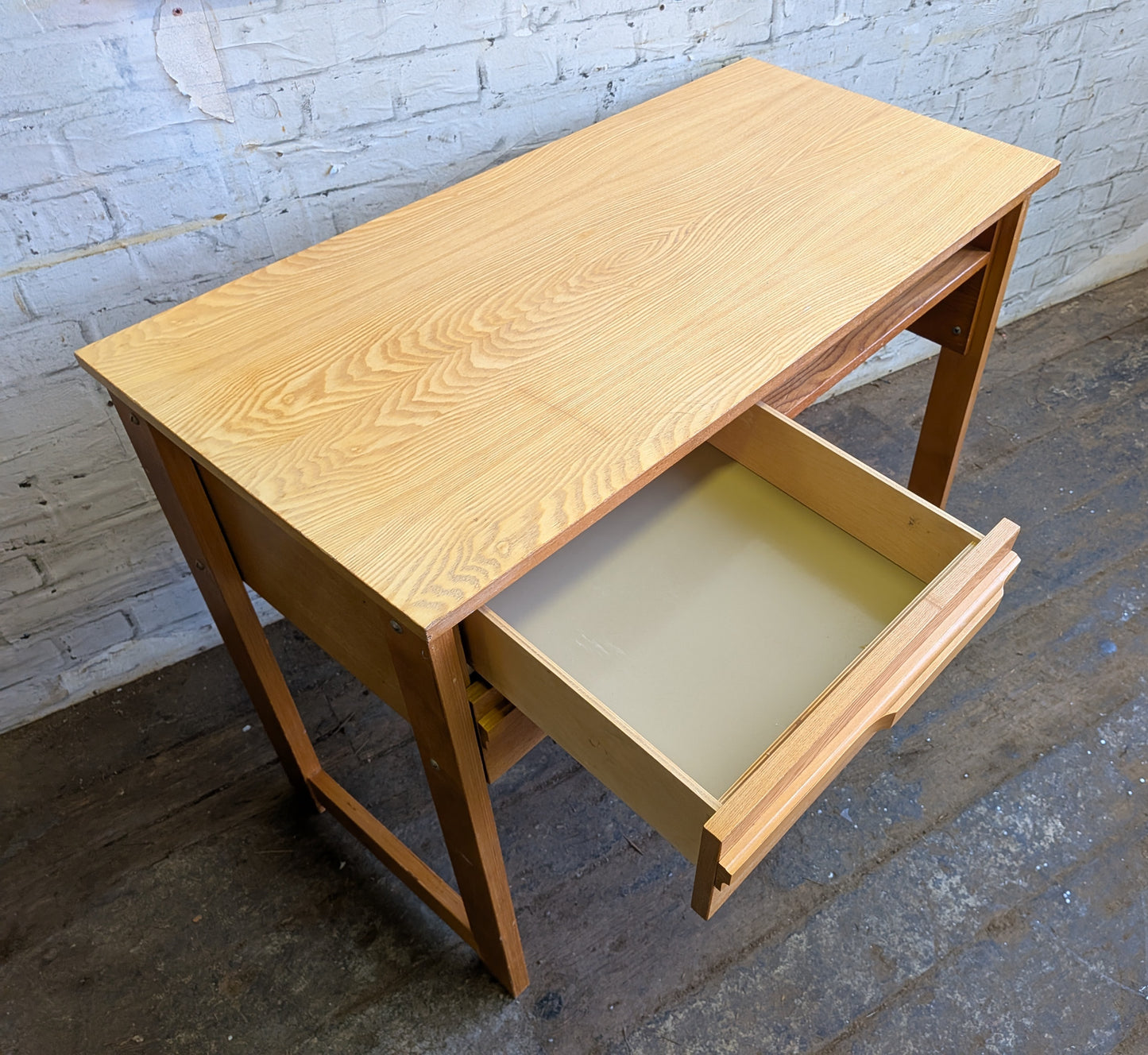 Vintage 70s Retro Mid Century Modern 2 Drawer Work Desk Dressing Vanity Table