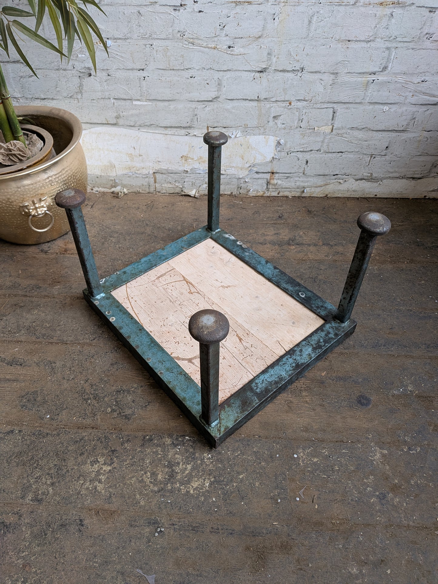 Vintage 50s 60s Mid Century Industrial Steel Side Coffee Lamp Table