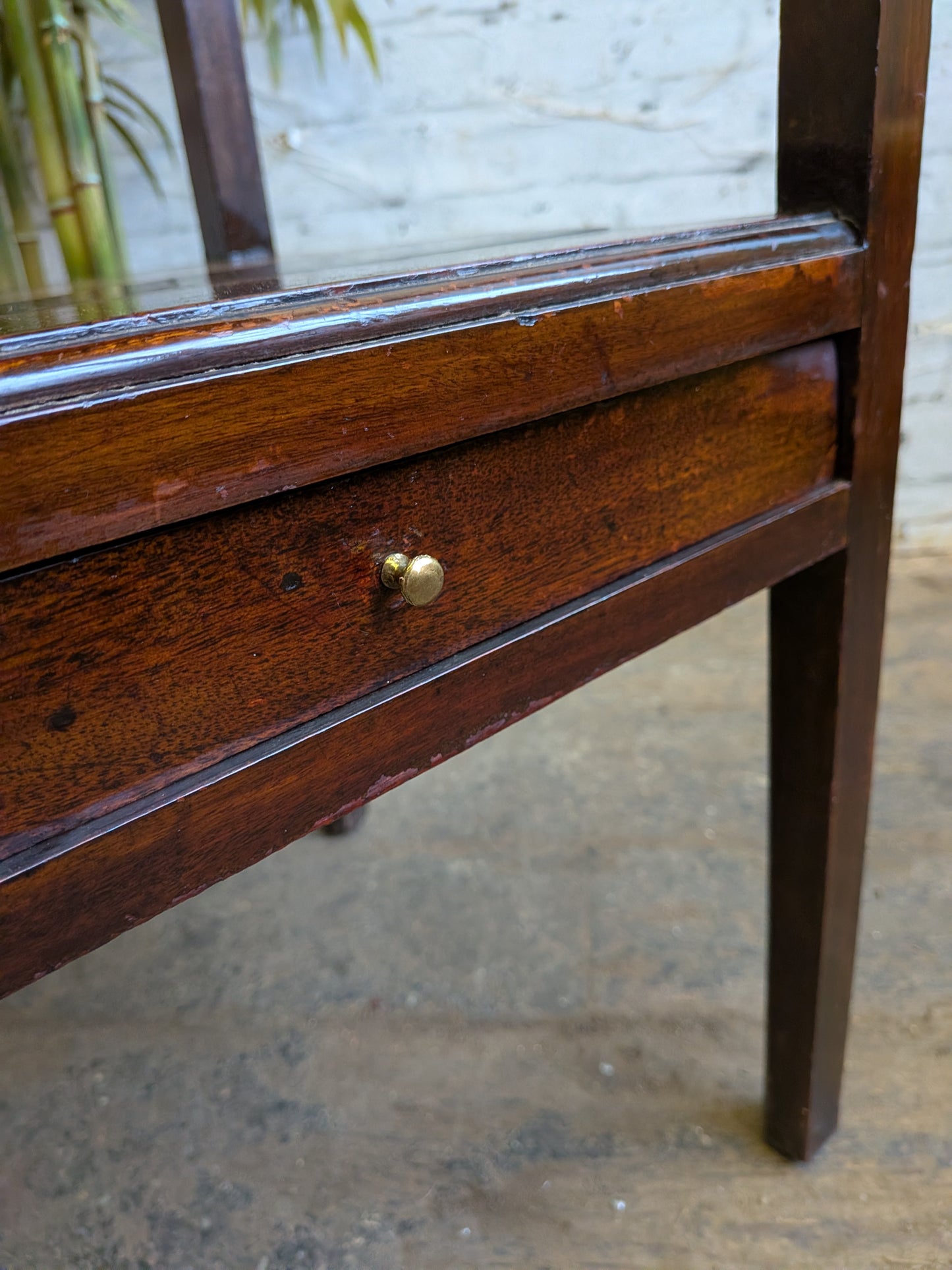 Antique Georgian Mahogany Gents Washstand Bedside Side Plant Table With Drawer