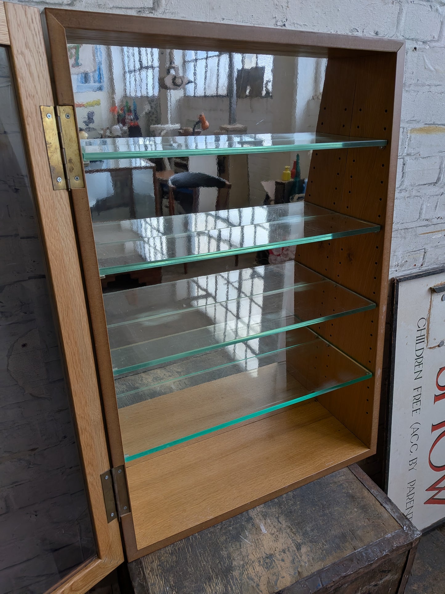 Vintage Retro Oak 4 Shelf Shop Haberdashery Table Top Display Shelving Unit.