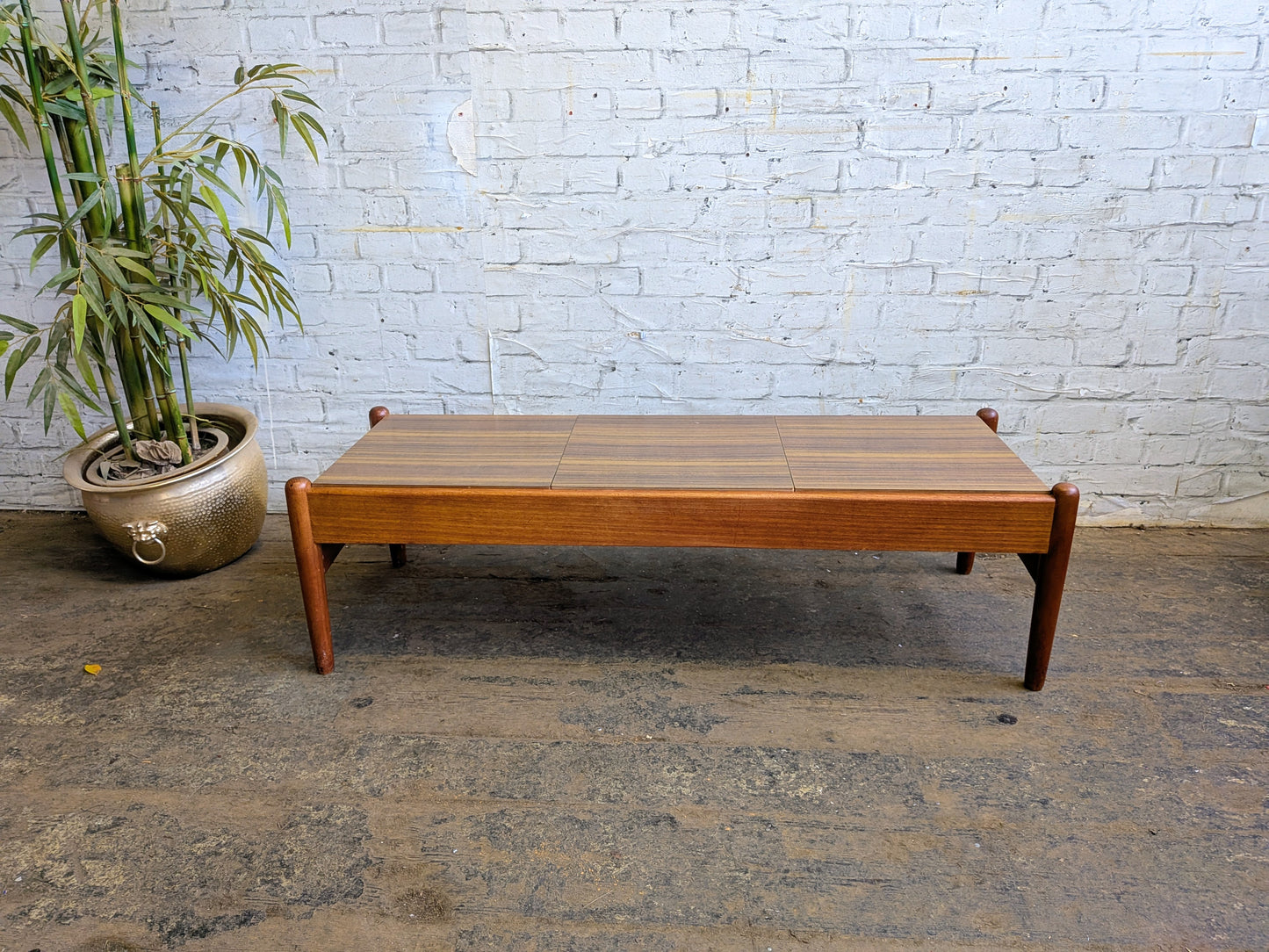 Vintage 60s 70s Retro Mid Century Modern Teak Coffee Table with Changeable Formica Top
