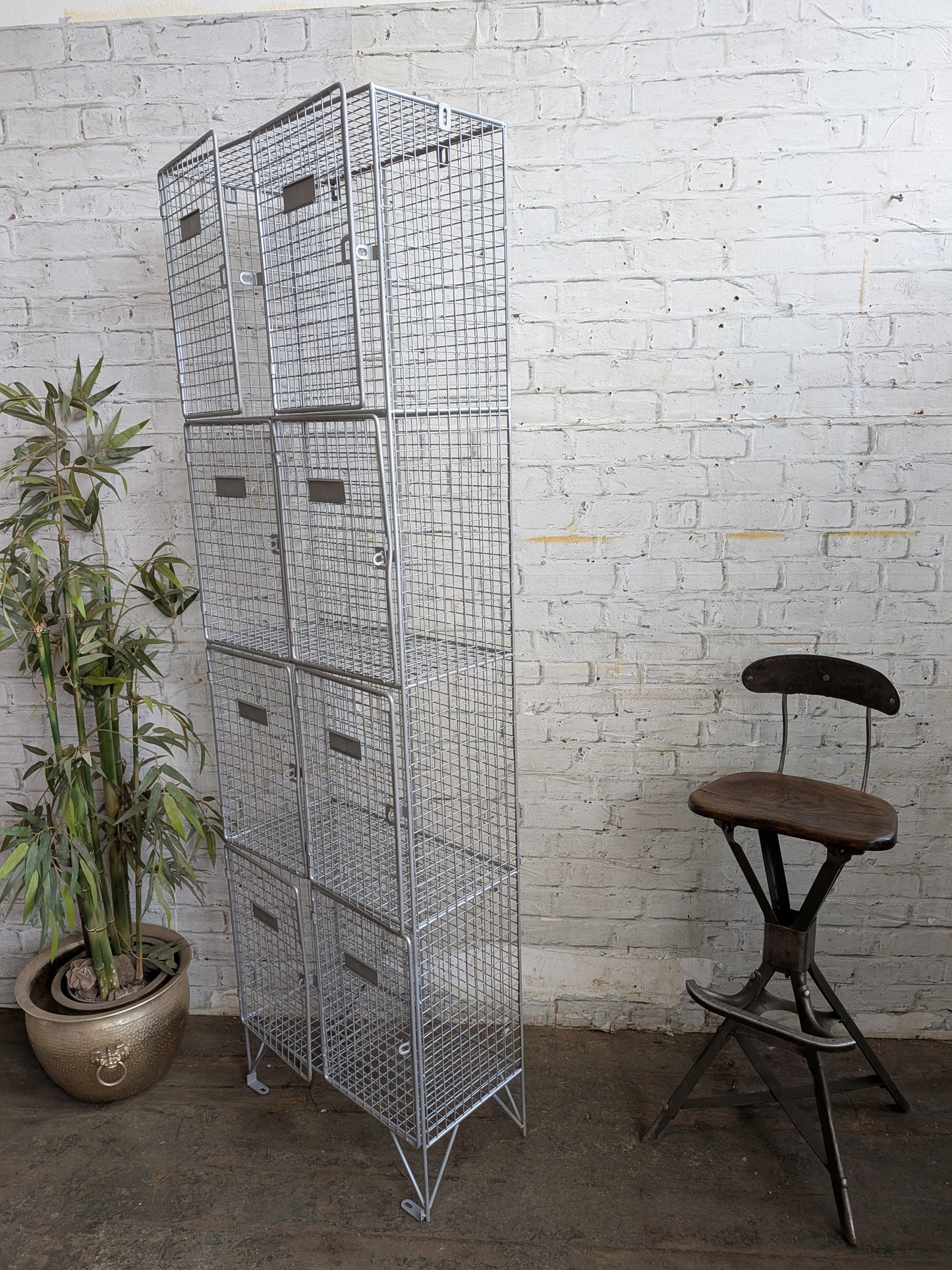 Industrial Retro Mid Century Modern Style Metal Steel Wire Coat Storage Locker