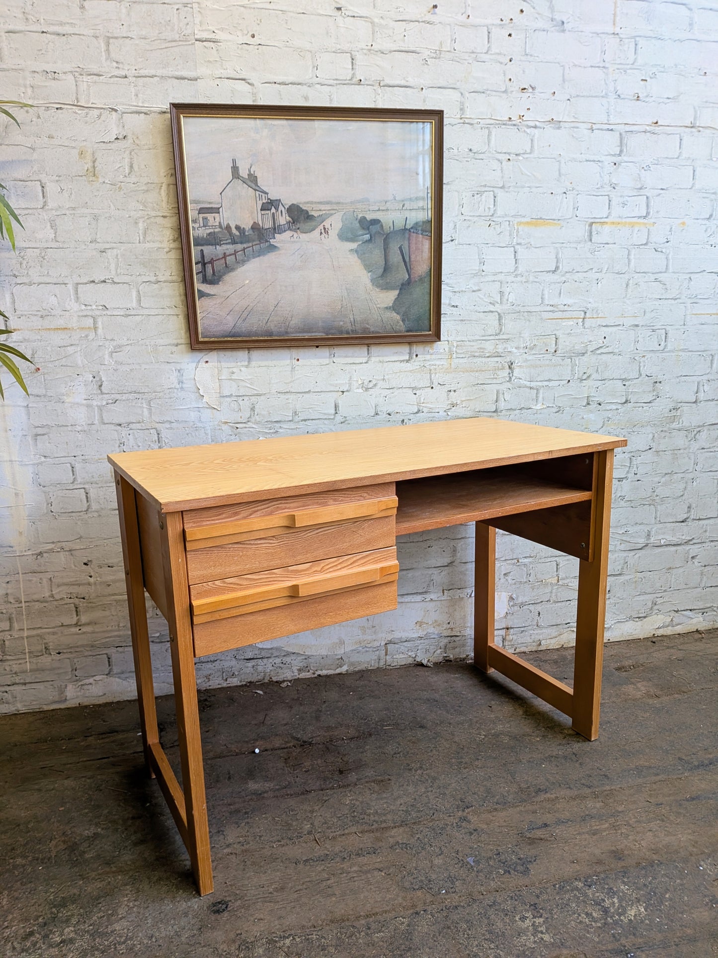 Vintage 70s Retro Mid Century Modern 2 Drawer Work Desk Dressing Vanity Table