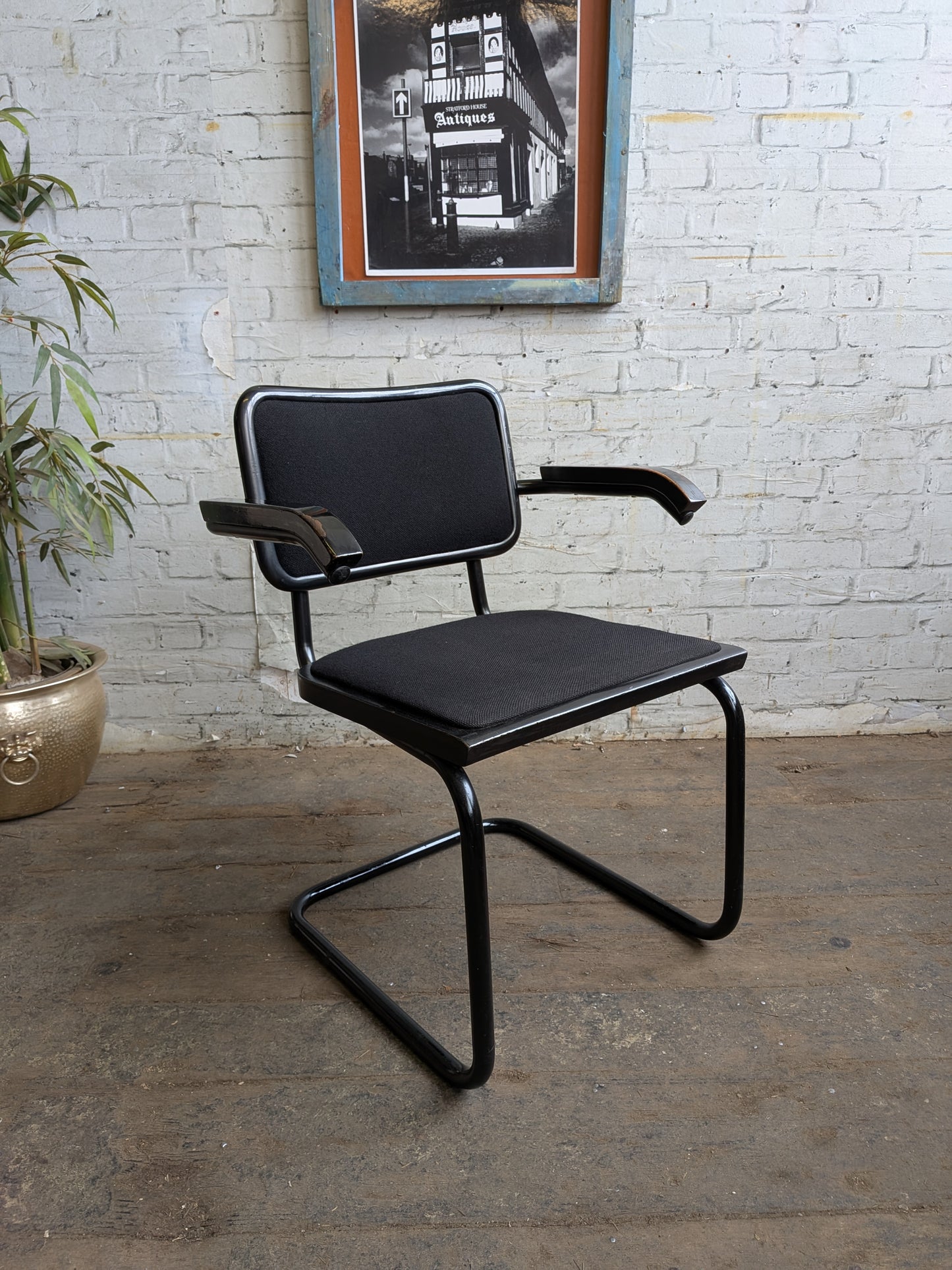 Vintage 70s 80s Marcel Breuer Design Black Cesce Armchair Cantilever Desk Chair
