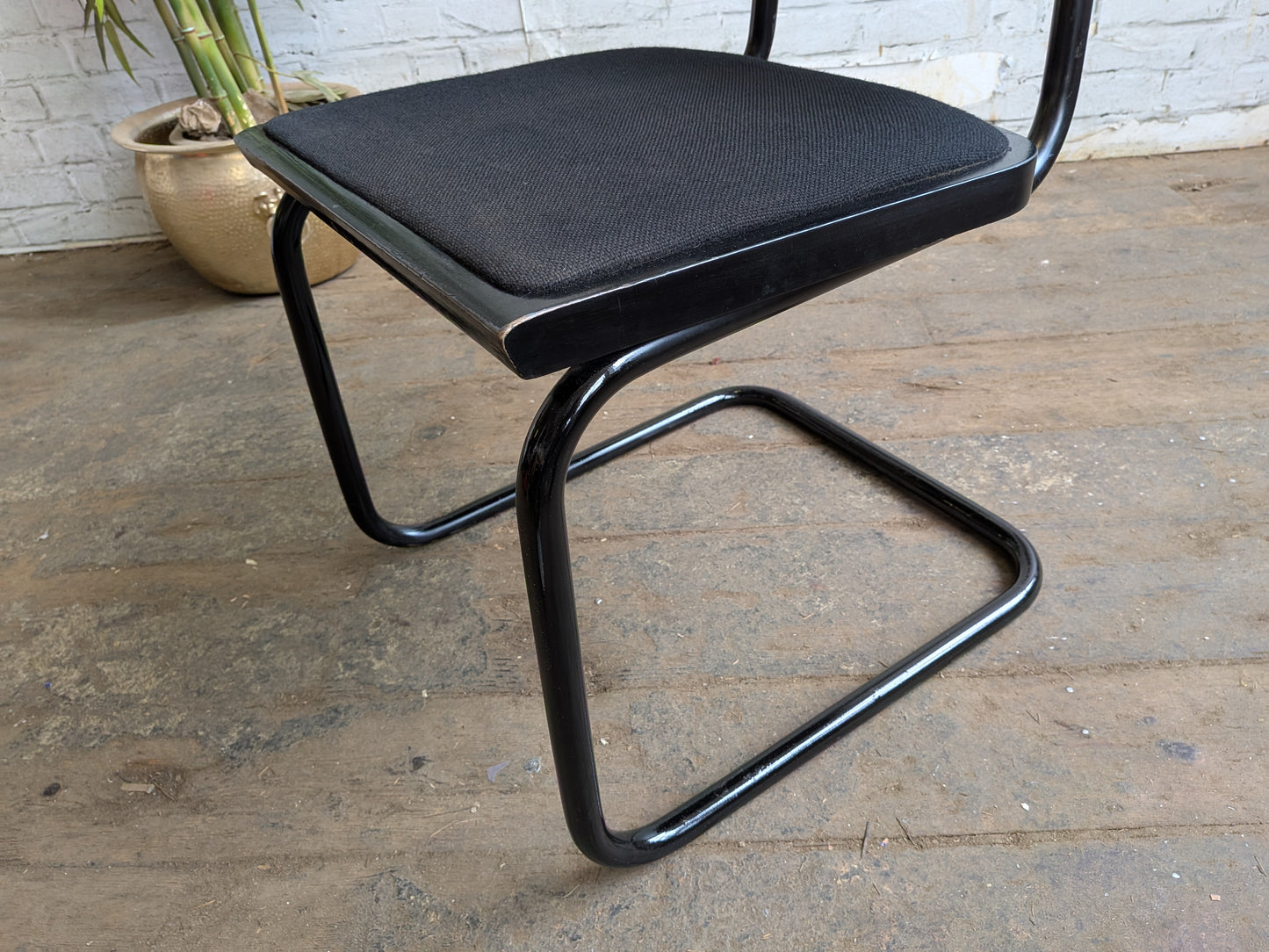 Vintage 70s 80s Marcel Breuer Design Black Cesce Armchair Cantilever Desk Chair