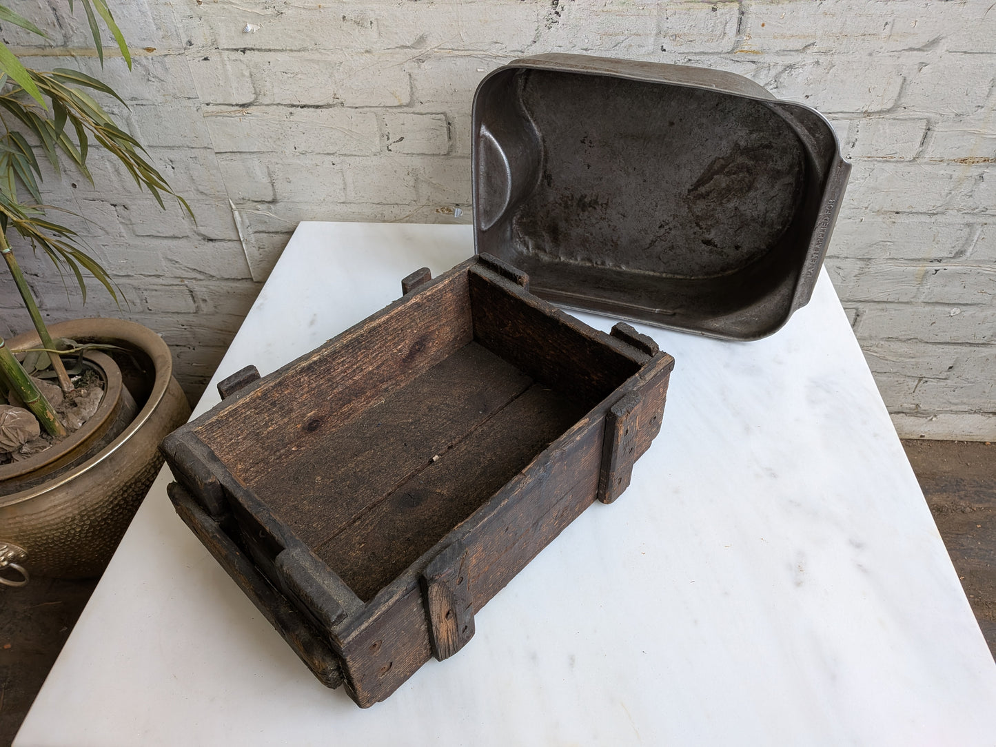 Small Vintage 40s 50s Pine Military Industrial Ammunition Storage Case Crate Box