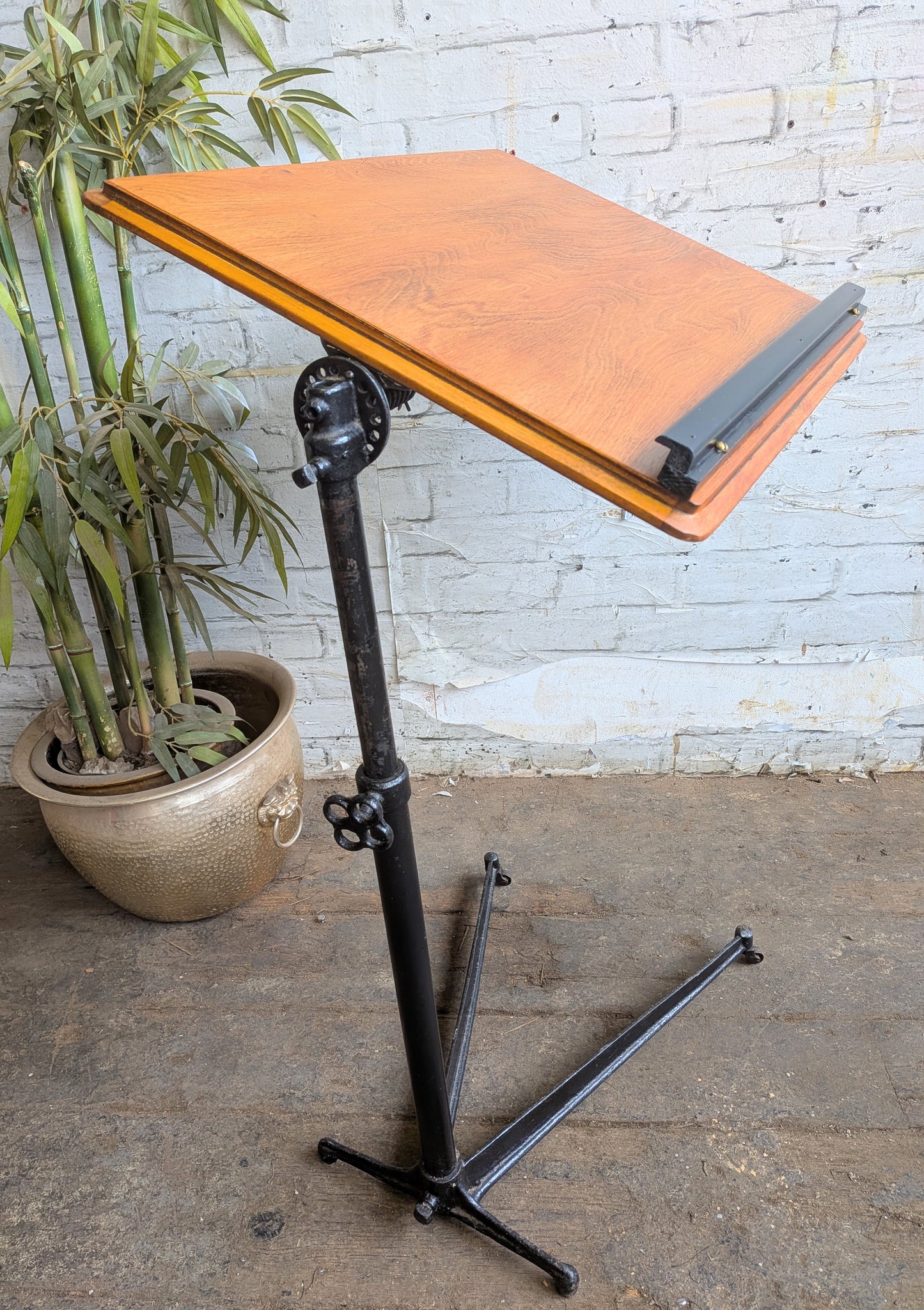 Antique Vintage Adjustable Industrial Artists Workbench Desk Book Reading Table