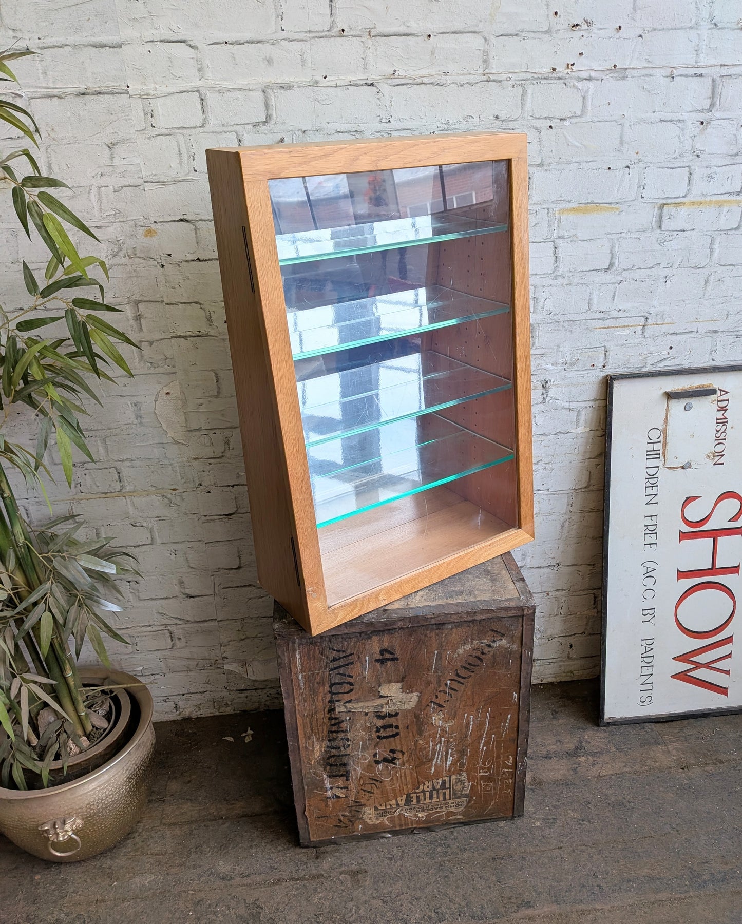 Vintage Retro Oak 4 Shelf Shop Haberdashery Table Top Display Shelving Unit.