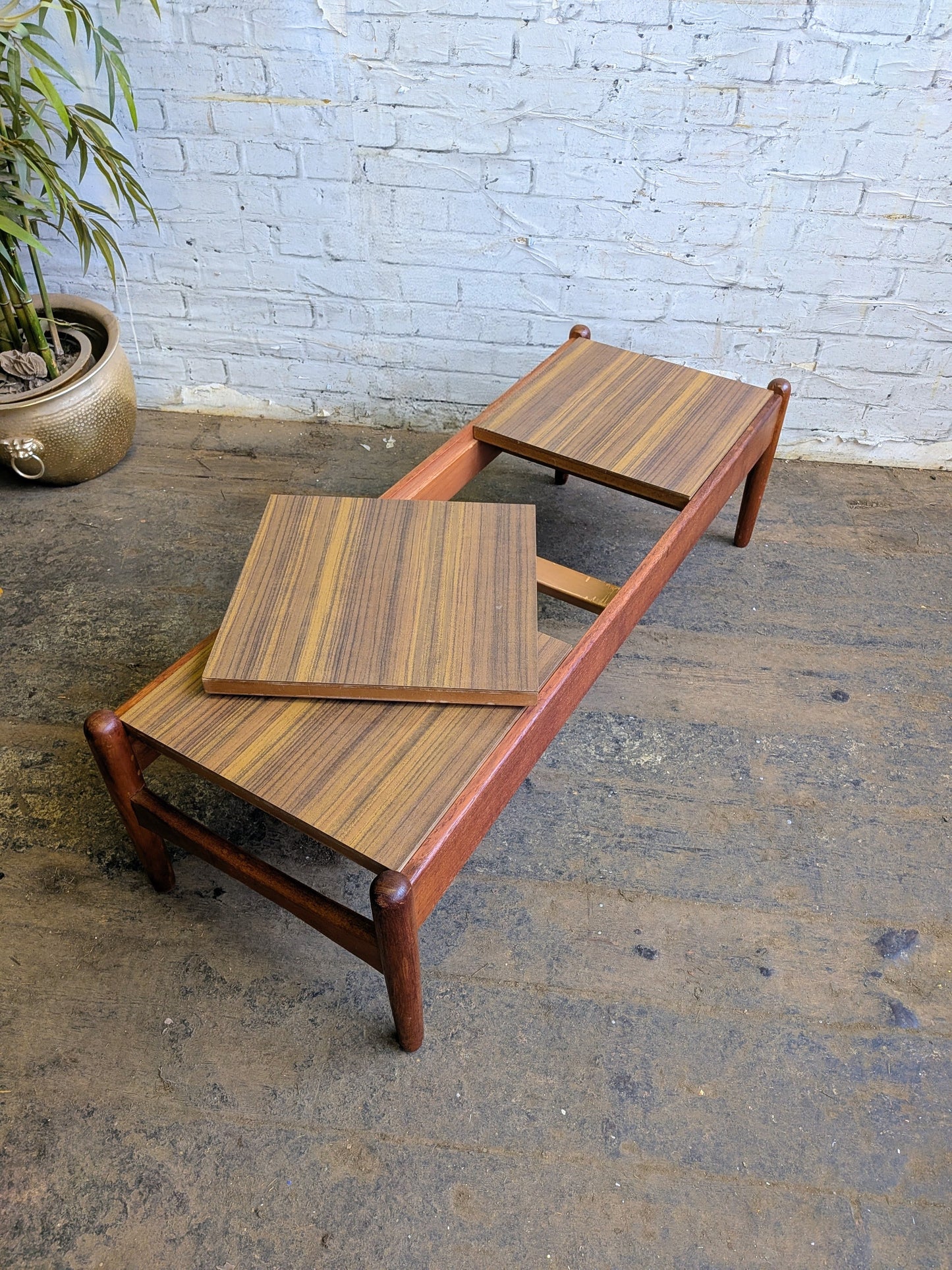 Vintage 60s 70s Retro Mid Century Modern Teak Coffee Table with Changeable Formica Top