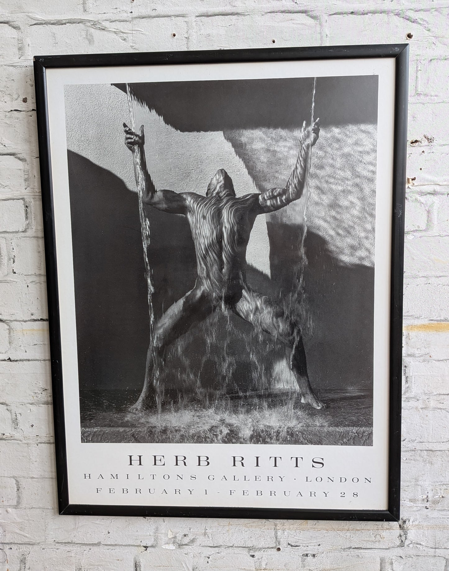 Vintage Framed 1989 Herb Ritts Waterfall II Abstract Nude Photographic Poster