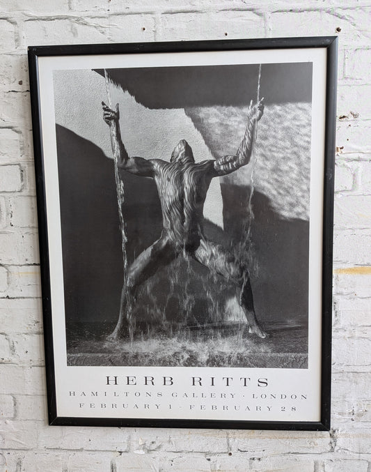 Vintage Framed 1989 Herb Ritts Waterfall II Abstract Nude Photographic Poster