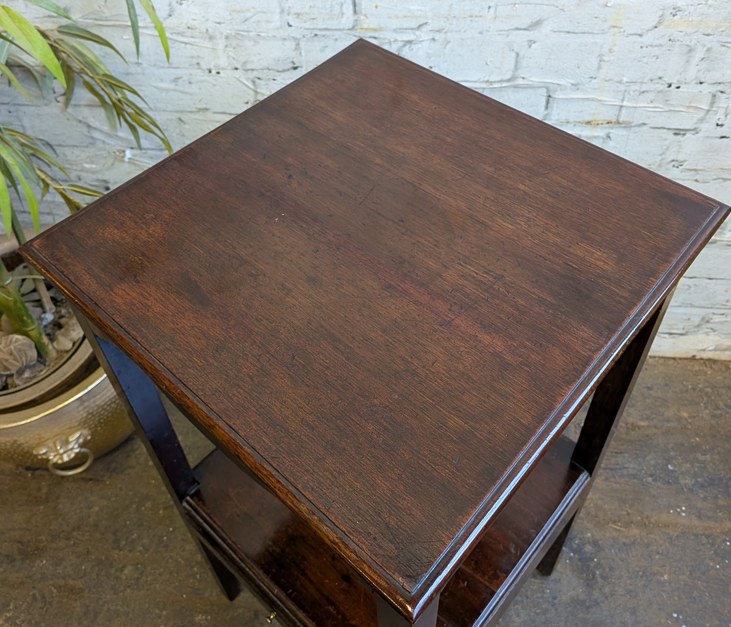 Antique Georgian Mahogany Gents Washstand Bedside Side Plant Table With Drawer