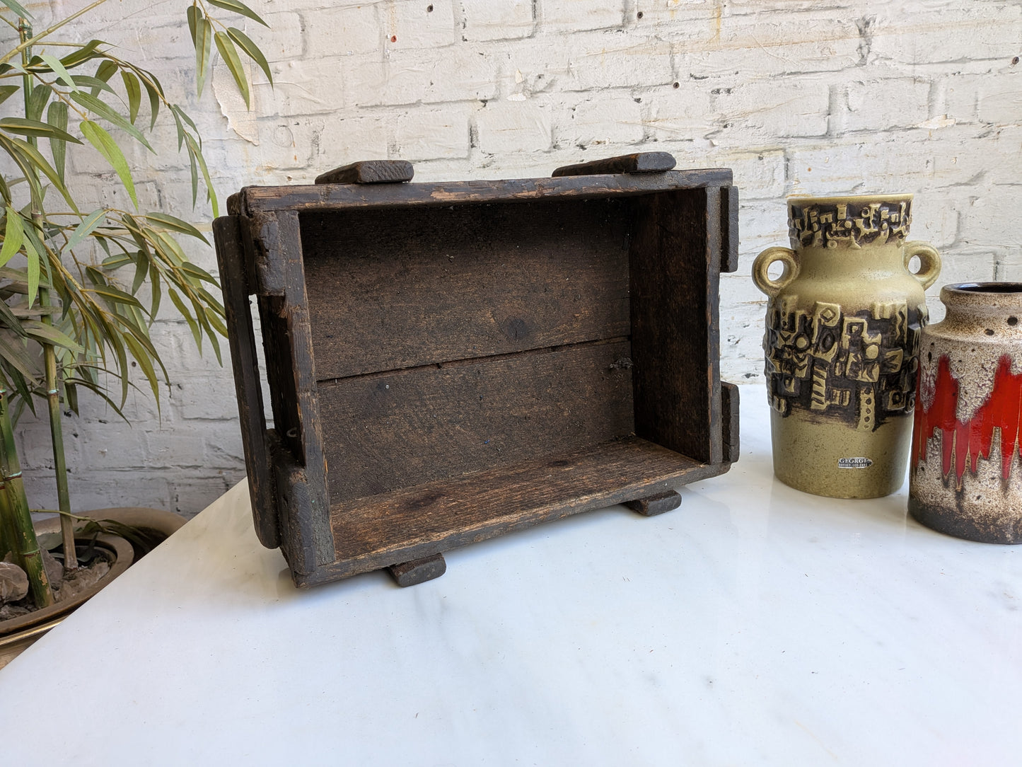 Small Vintage 40s 50s Pine Military Industrial Ammunition Storage Case Crate Box