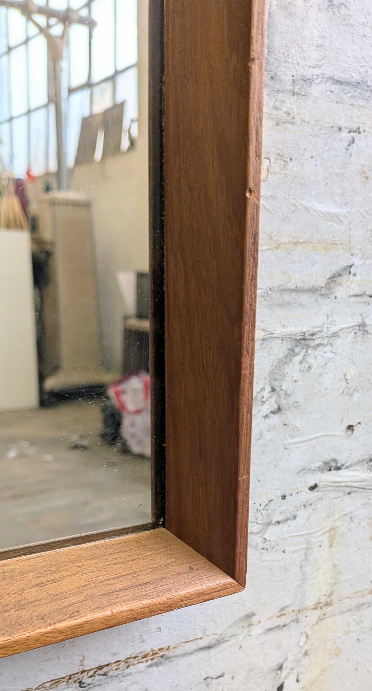 Large Vintage Mid Century Modern Danish Style Teak Wall Mirror