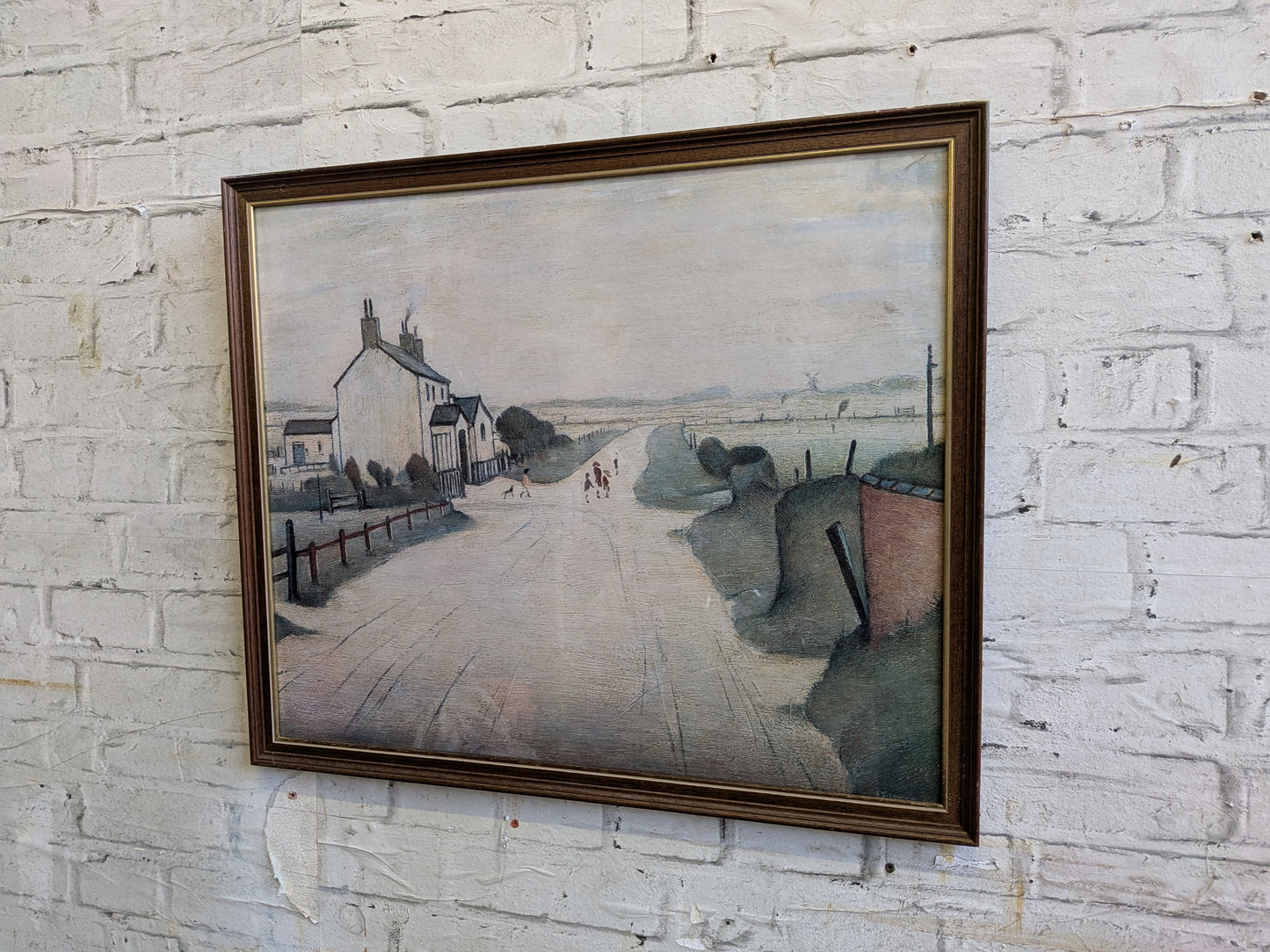 Rare Vintage 70s 80s Framed Print of L.S. Lowry A Country Road (1952)