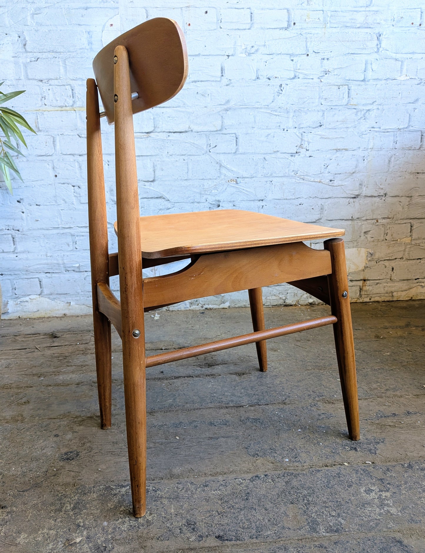 Small Vintage 1960s Mid Century Modern 2 Drawer Desk with Matching Chair
