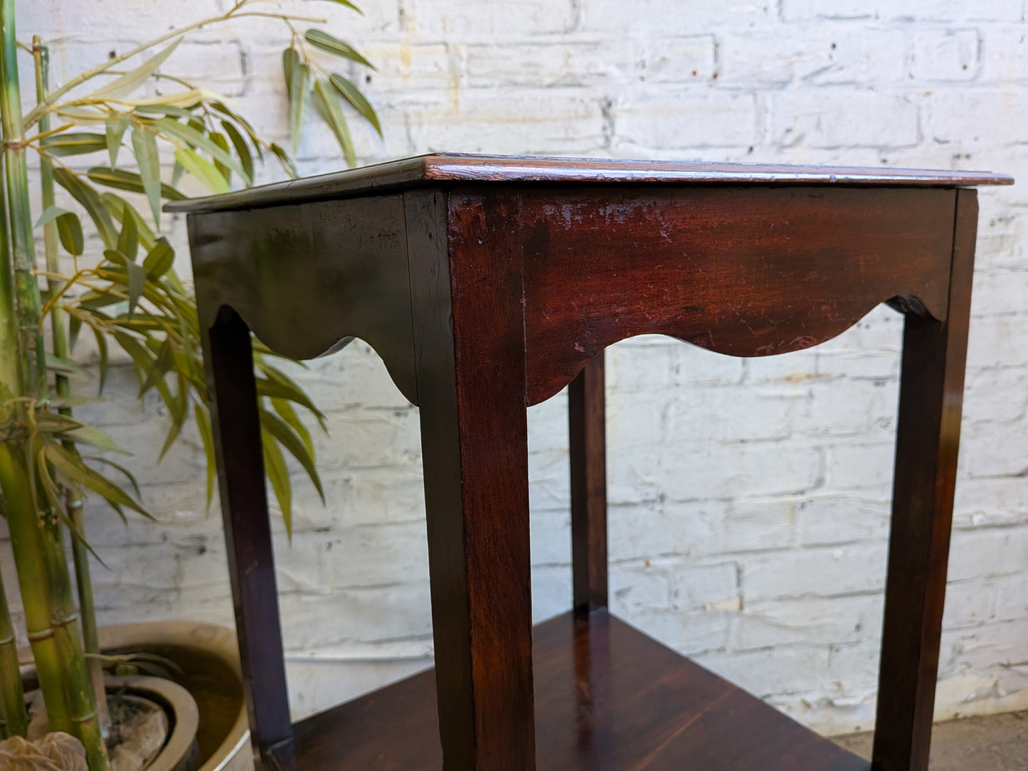 Antique Georgian Mahogany Gents Washstand Bedside Side Plant Table With Drawer