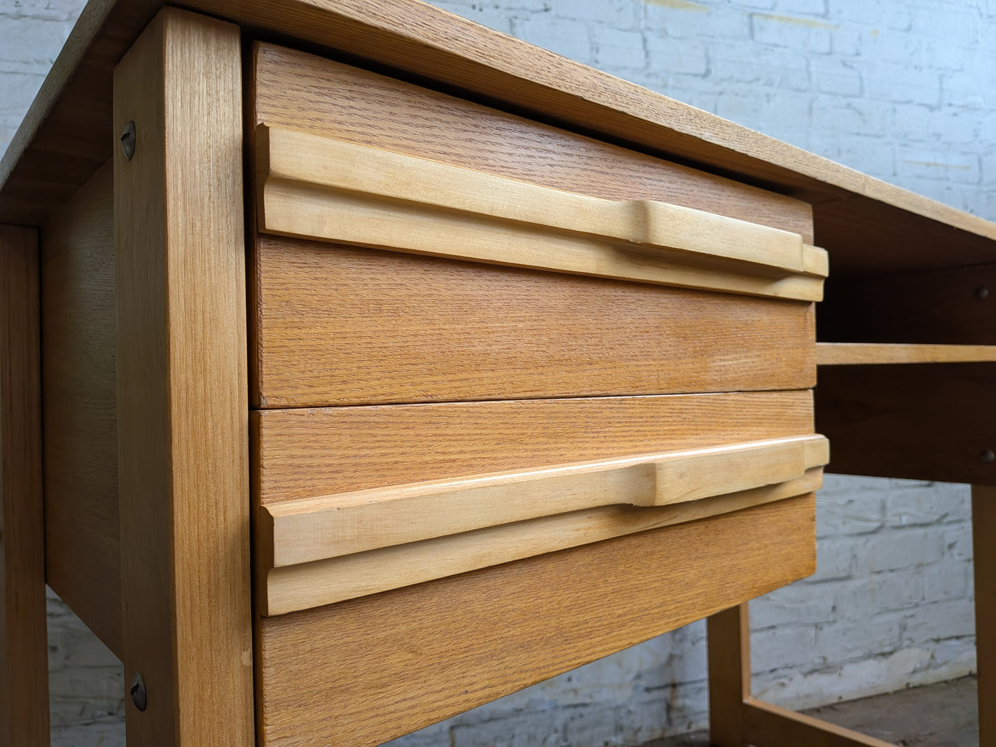 Vintage 70s Retro Mid Century Modern 2 Drawer Work Desk Dressing Vanity Table