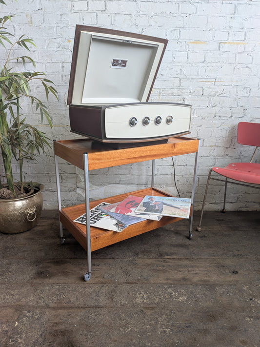 Vintage Mid Century Modern 2 Tier Drinks or Record Player Media Trolley Table