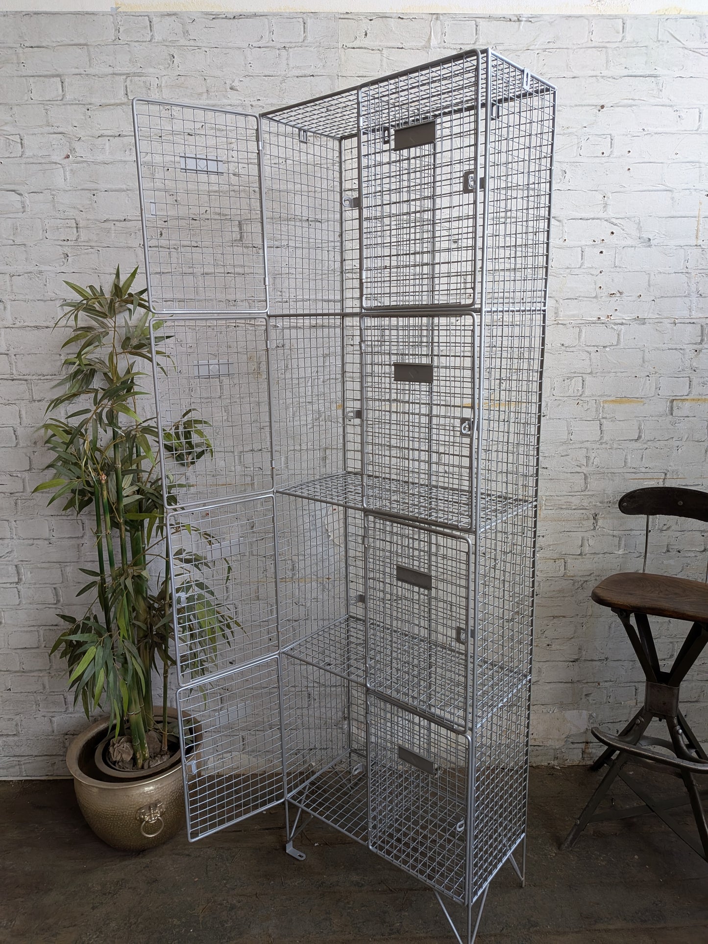 Industrial Retro Mid Century Modern Style Metal Steel Wire Coat Storage Locker