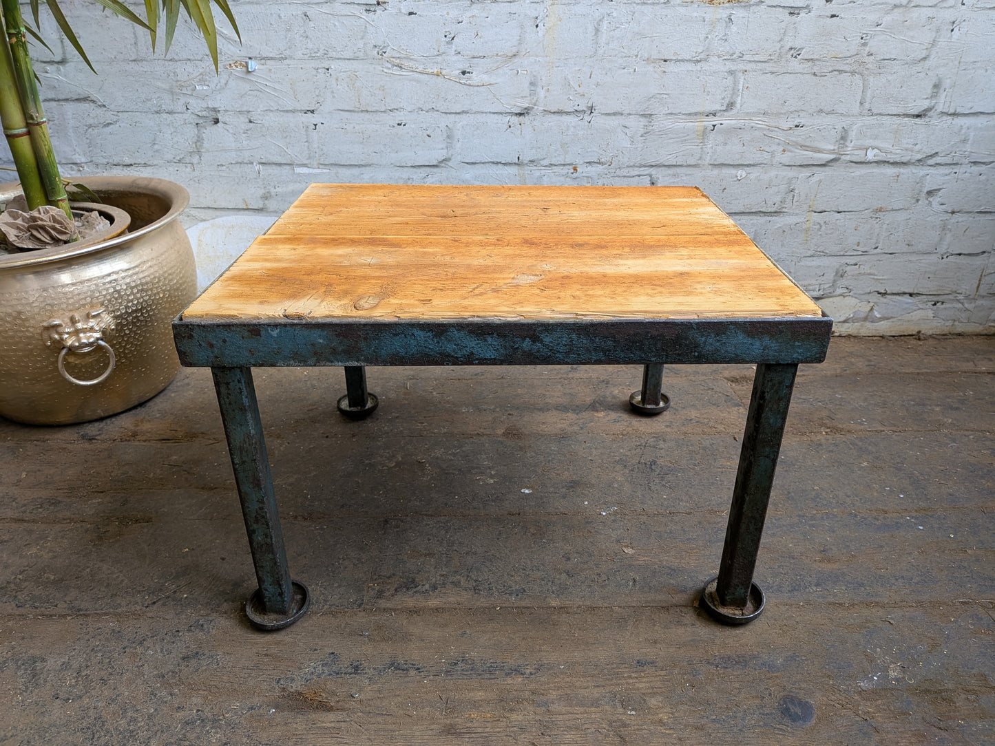 Vintage 50s 60s Mid Century Industrial Steel Side Coffee Lamp Table