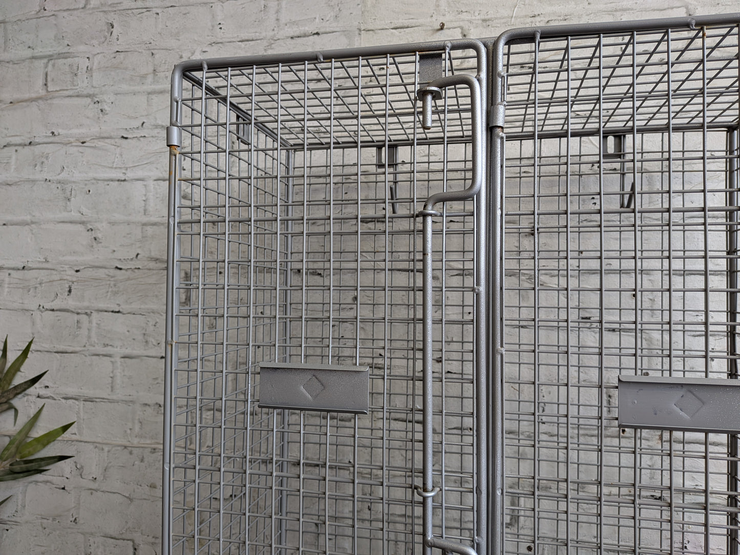 Industrial Retro Mid Century Modern Style Metal Steel Wire Coat Storage Locker