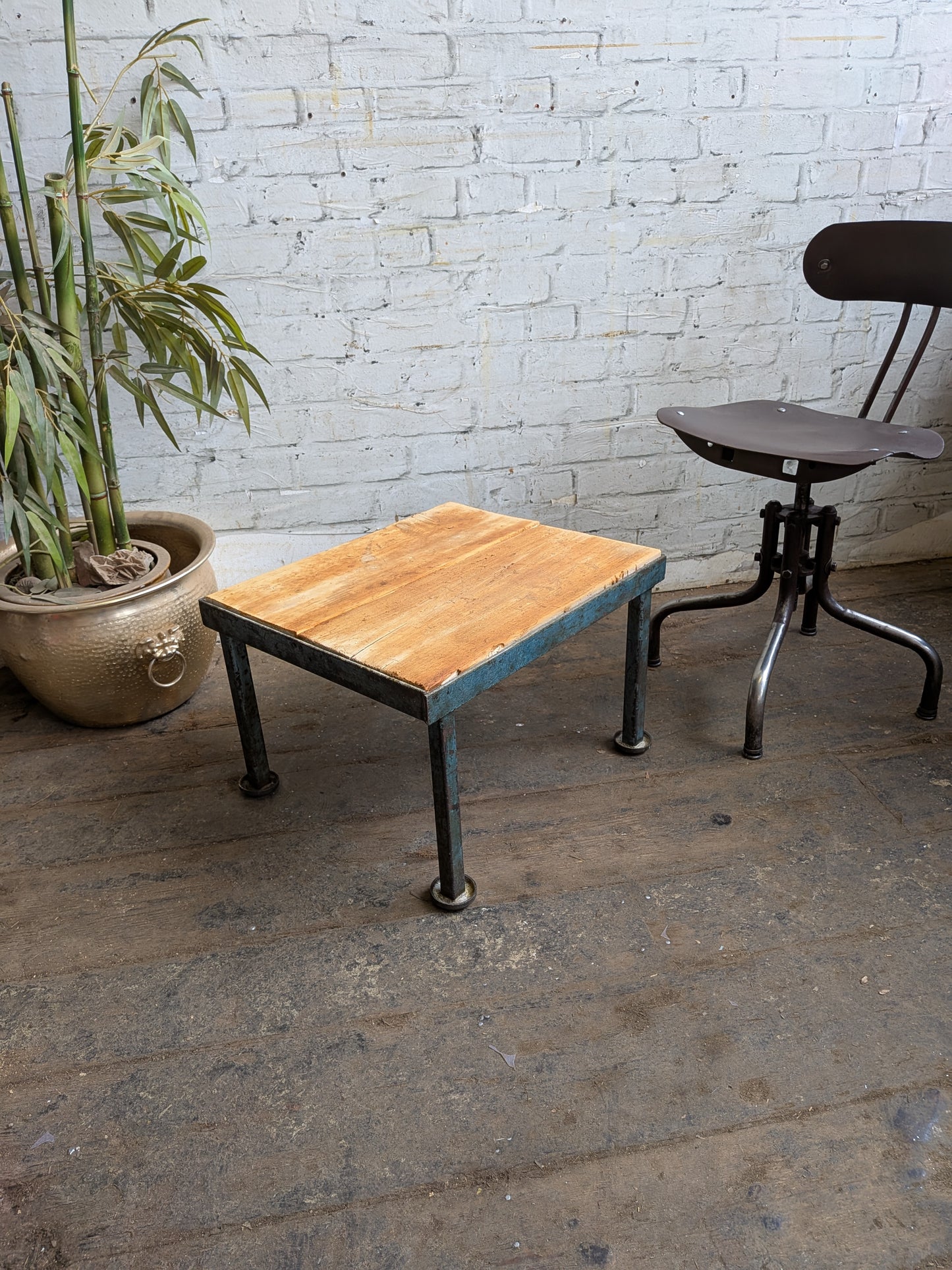 Vintage 50s 60s Mid Century Industrial Steel Side Coffee Lamp Table