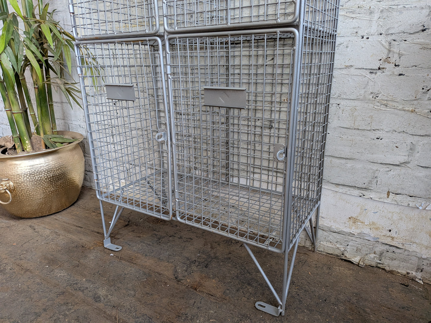 Industrial Retro Mid Century Modern Style Metal Steel Wire Coat Storage Locker