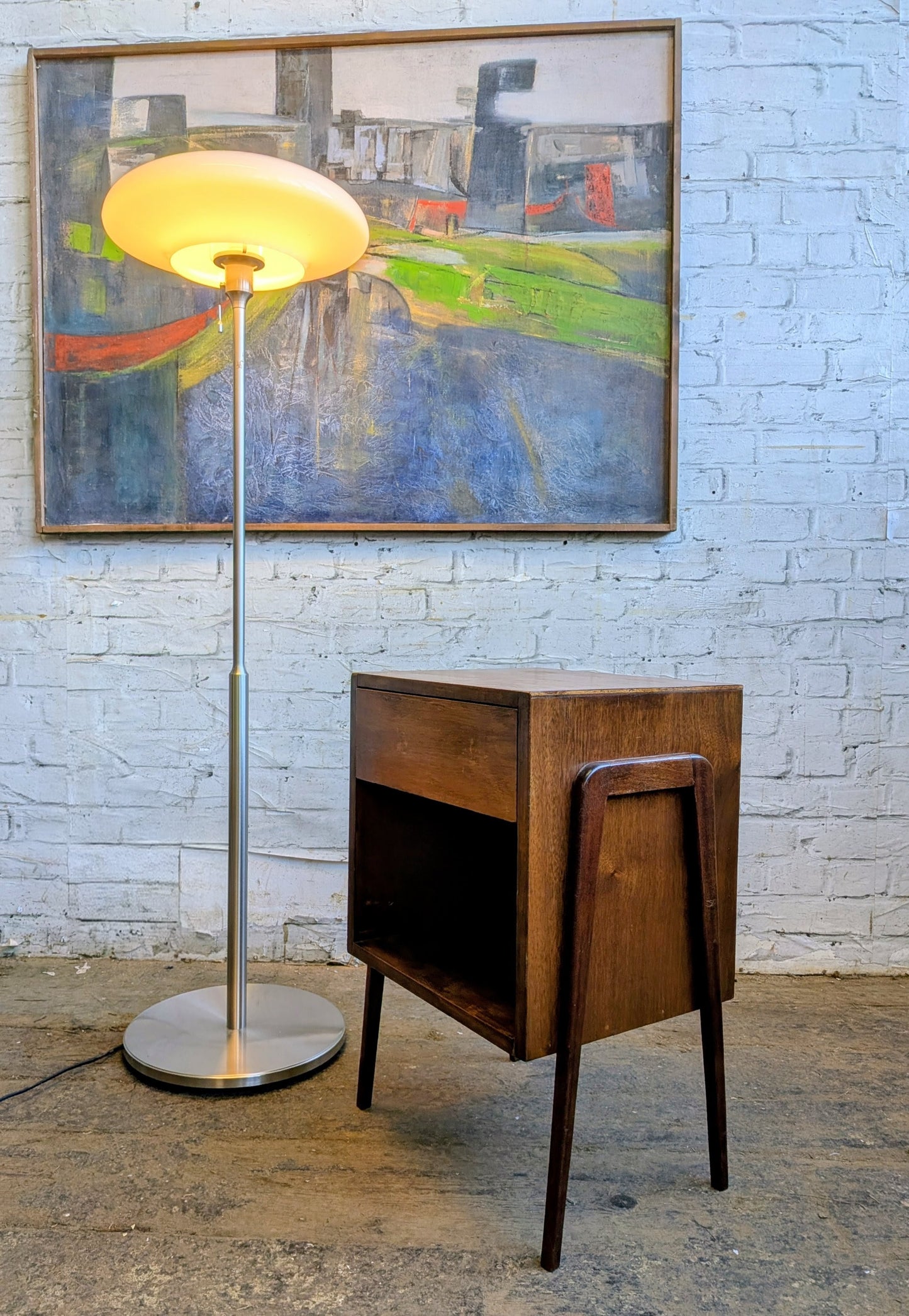 Vintage 1950s 60s Retro Mid Century Modern Side Table Bedside Cabinet with Single Drawer
