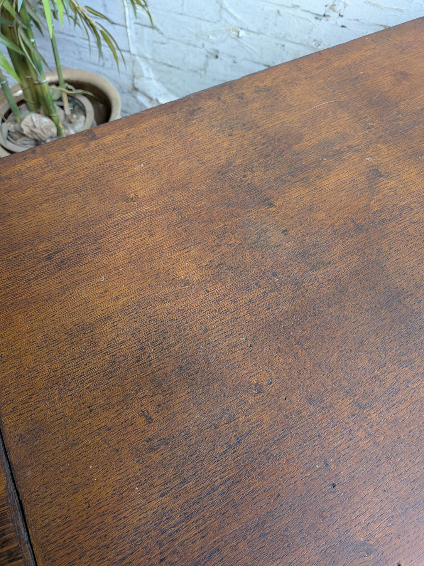 Small Vintage 40s 50s Oak 3 Drawer Extending Industrial Factory Pedestal Desk