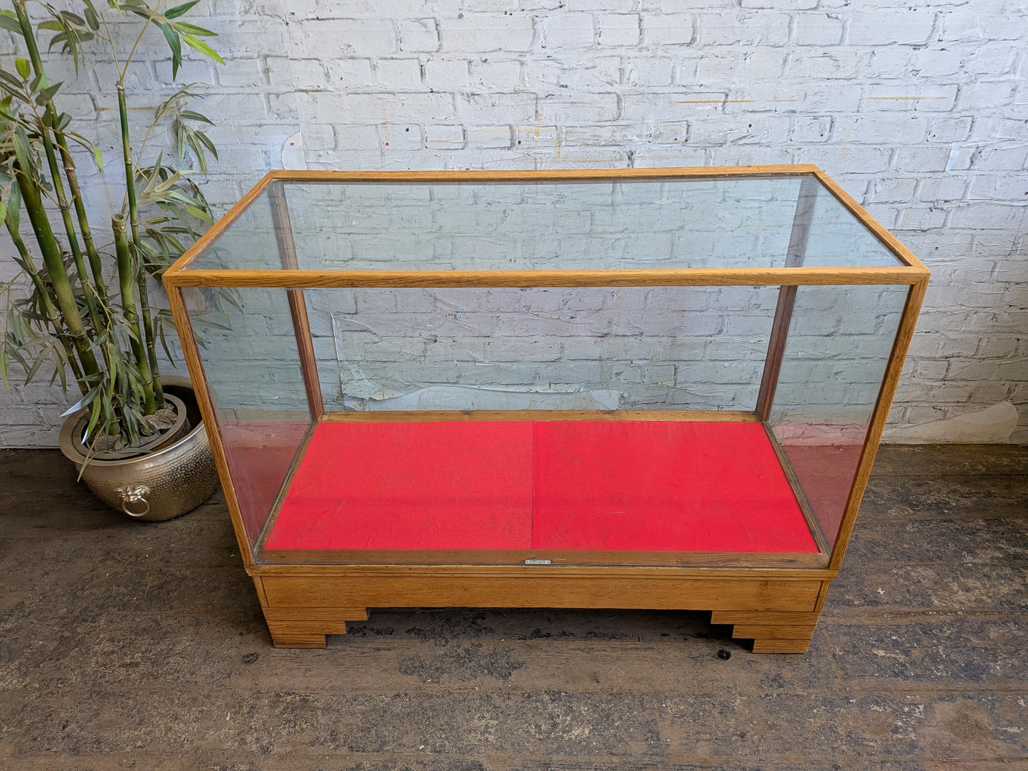 1920s 30s Vintage Art Deco Oak Glazed Haberdashery Shop Display Counter Cabinet