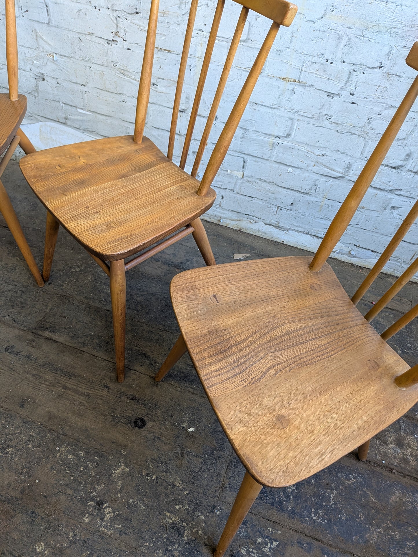4 Mid Century Modern Ercol All Purpose Chairs and Ercol Drop Leaf Kitchen Bistro Cafe Dining Table