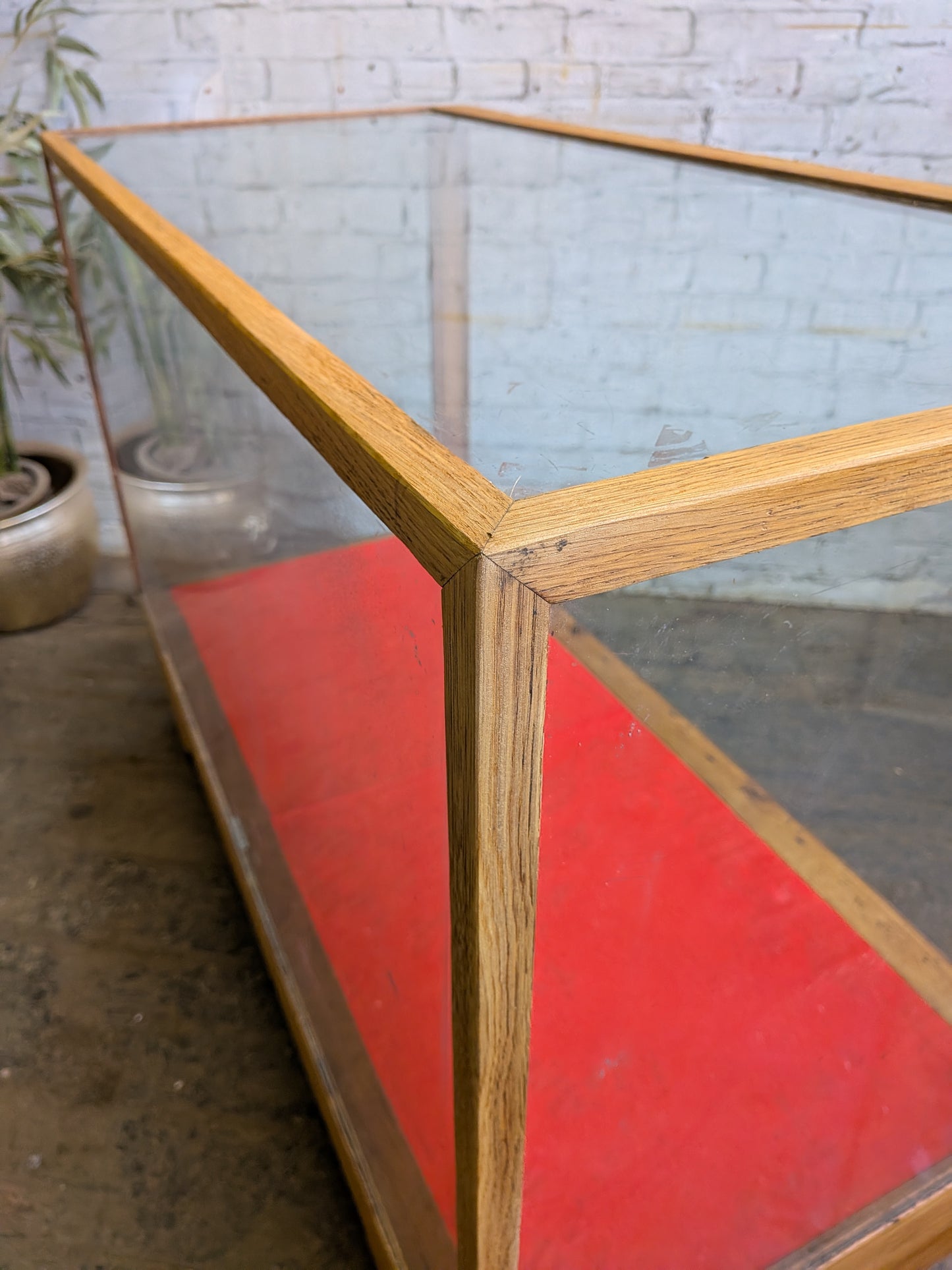 1920s 30s Vintage Art Deco Oak Glazed Haberdashery Shop Display Counter Cabinet